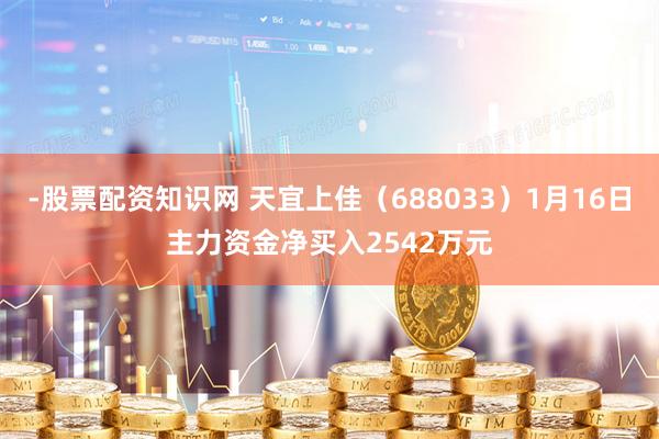 -股票配资知识网 天宜上佳（688033）1月16日主力资金净买入2542万元