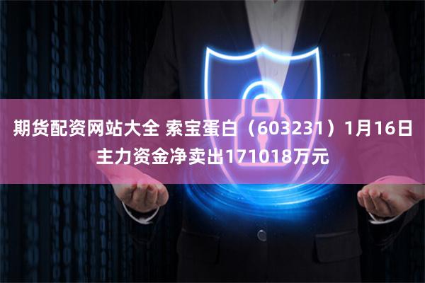 期货配资网站大全 索宝蛋白（603231）1月16日主力资金净卖出171018万元